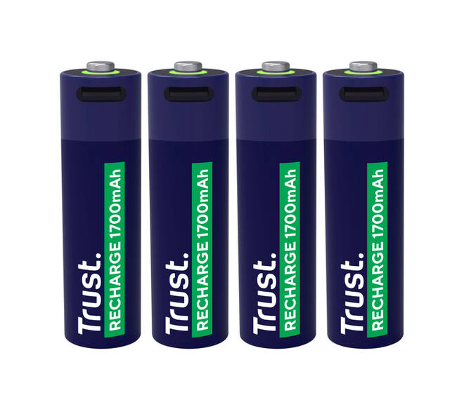 Batterij Trust USB-C oplaadbaar AA 4 stuks