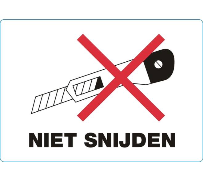 Waarschuwingsetiket IEZZY niet snijden 105x74mm 500 stuks
