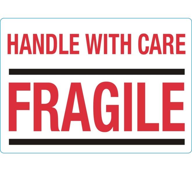 Waarschuwingsetiket IEZZY handle with care fragile 100mmx70mm 500st