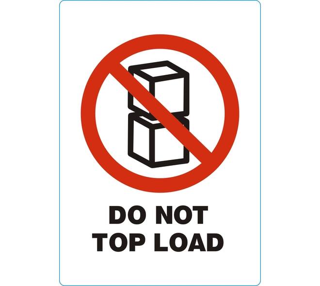 Waarschuwingsetiket IEZZY do not top load 74mmx105mm 500 stuks