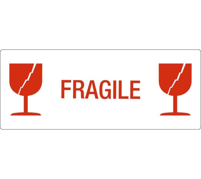 Waarschuwingsetiket IEZZY glas fragile 150mmx60mm 500 stuks