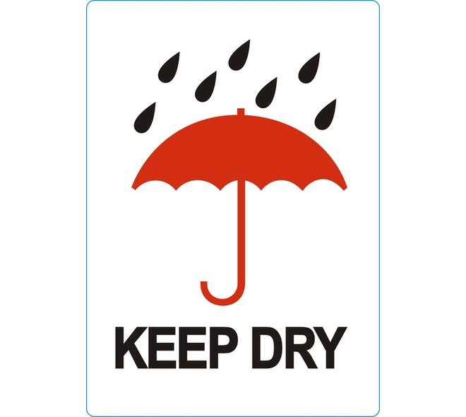 Waarschuwingsetiket IEZZY keep dry 74mmx105mm 500 stuks