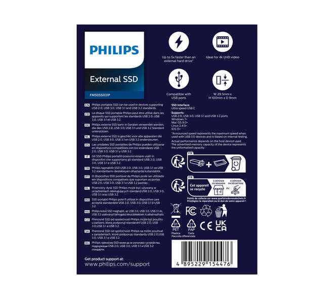 SSD Philips External 500 GB Ultra Speed Space Grey
