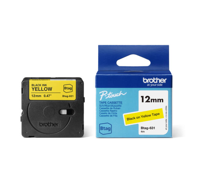 Labeltape Brother P-touch Btag-631 standaard 12mm zwart op geel