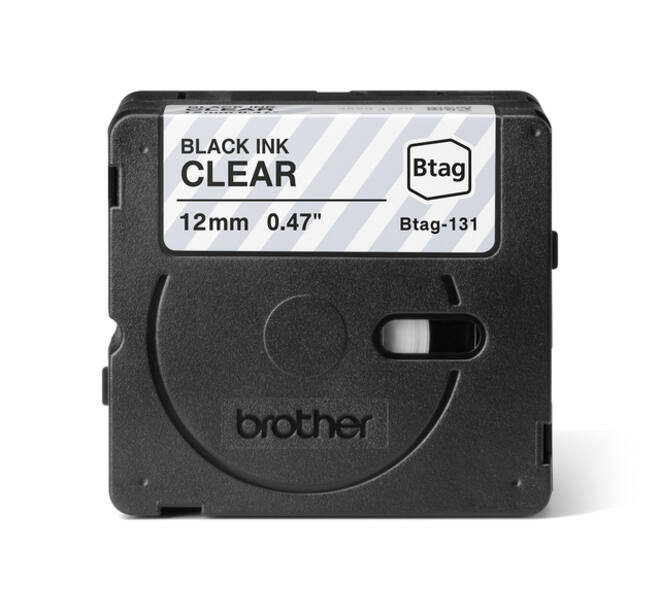 Labeltape Brother P-touch Btag-131 standaard 12mm zwart op transparant