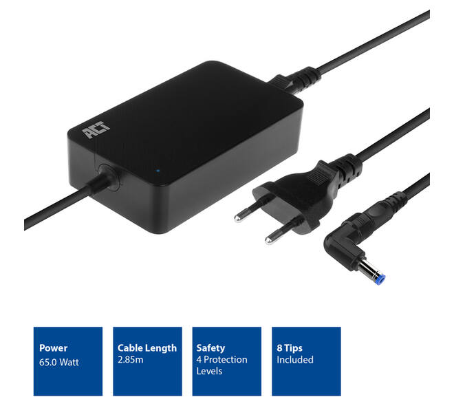 Laptop Oplader ACT Compact universeel 65W