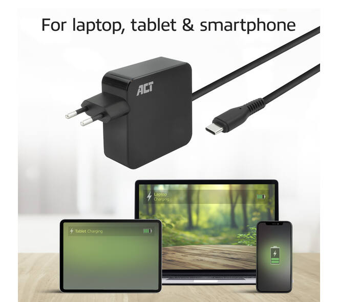Laptop Oplader ACT USB-C Power Delivery 65W 2mtr