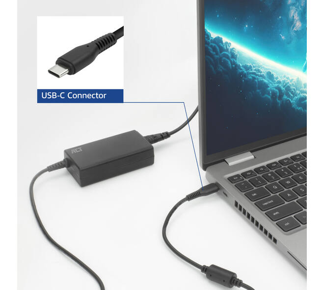 Laptop Oplader ACT USB-C Power Delivery 65W 3mtr