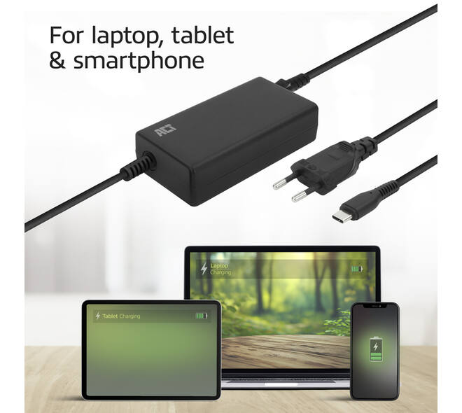 Laptop Oplader ACT USB-C Power Delivery 65W 3mtr