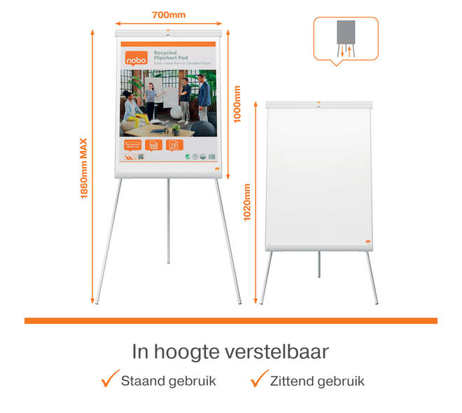 Flipover Nobo Premium Plus staal driepootstatief