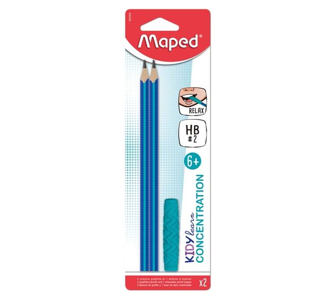 Potlood Maped Kidy Learn Concentration met kauwtopper blauw 3 stuks