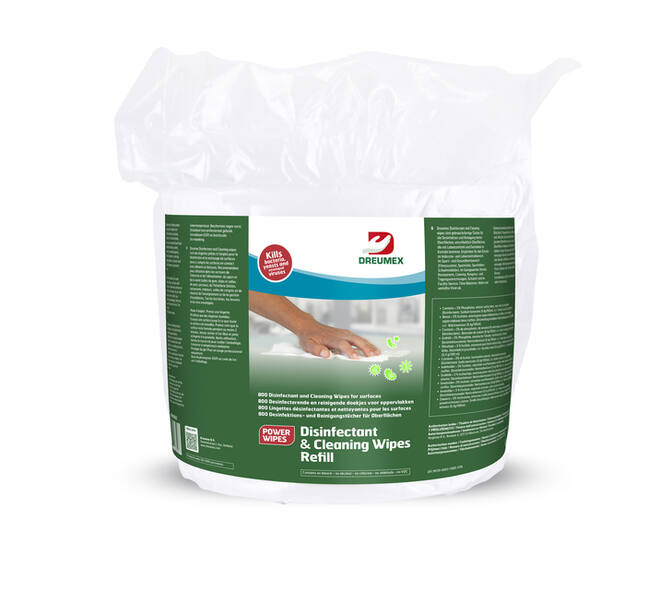 Desinfectiedoekjes Dreumex Disinfectant & Cleaning navulling 800 stuks wit