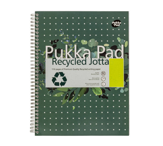 Collegeblok Pukka Pad Jotta Recycled A4 lijn 4-gaats 110 pagina's 80gr groen