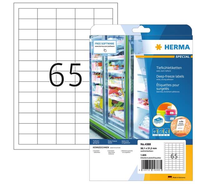 Etiket HERMA 4388 38.1x21.2mm diepvries wit 1625 stuks