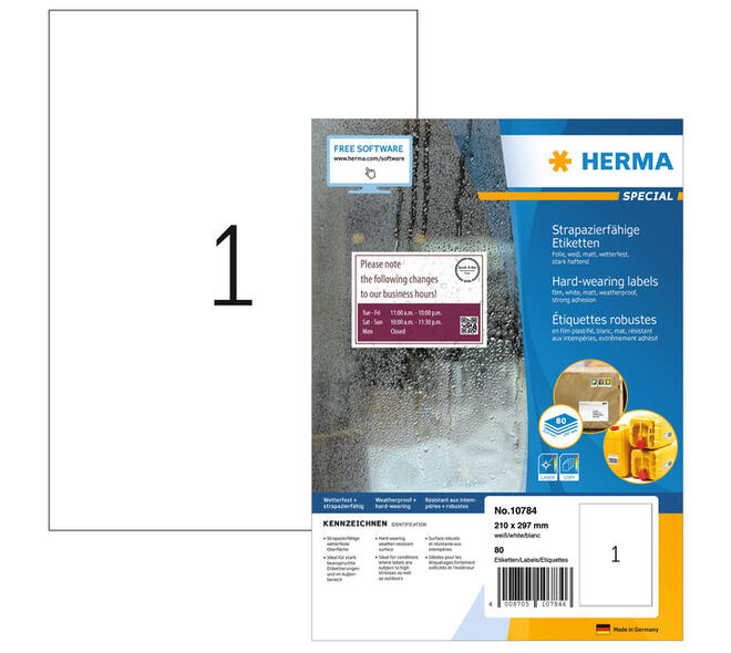 Etiket HERMA 10784 210x297mm weerbestendig wit 80 stuks