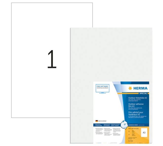 Etiket HERMA 9542 A3 297x420mm weerbestendig rekbaar wit 10 stuks
