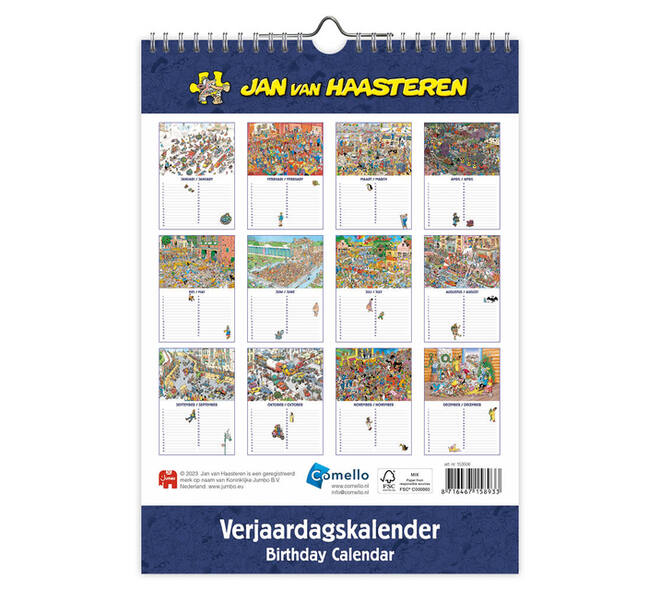 Verjaardagskalender Jan van Haasteren A4