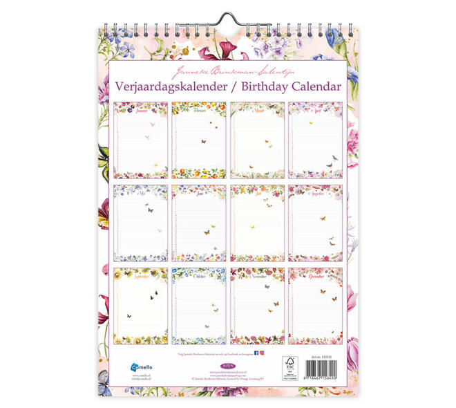 Verjaardagskalender Janneke Brinkman Voorjaar A4
