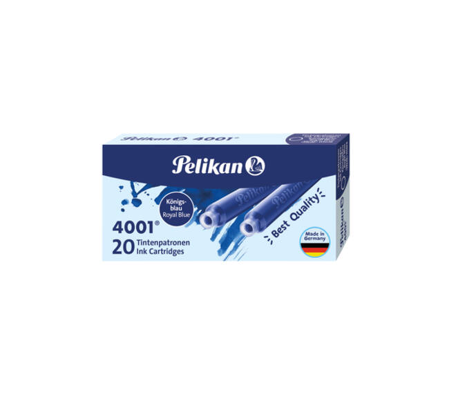 Inktpatroon Pelikan 4001 koningsblauw 20 stuks