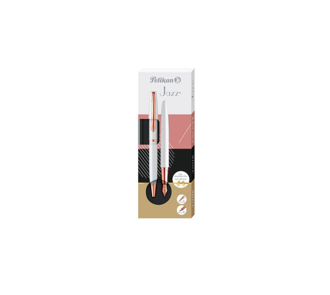 Schrijfset Pelikan Jazz Noble Elegance K36+P36 medium pearl