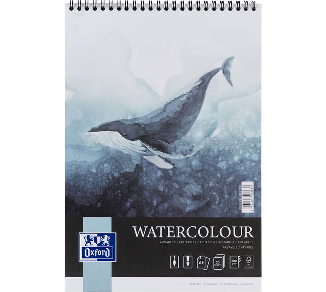 Aquarelblok Oxford Watercolour A5 20 vel 300 gram spiraal