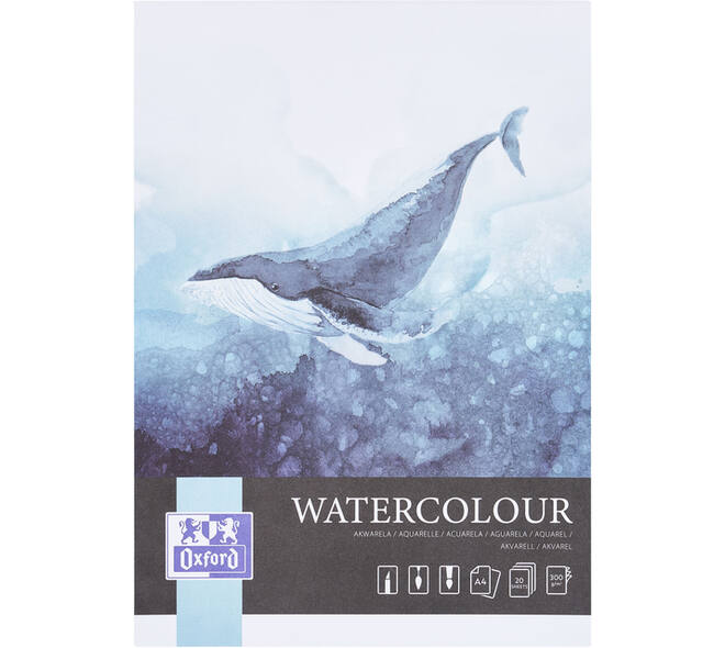 Aquarelblok Oxford Watercolour A4 20 vel 300 gram gelijmd