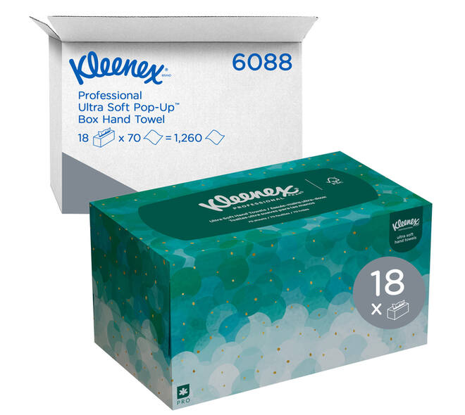 Handdoek Kleenex Ultra Pop-up Box 1-laags 226x254mm 70 vel wit 6088