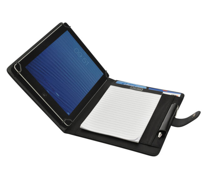 Schrijfmap DESQ voor tablet 7"-10" met sluitclip zwart