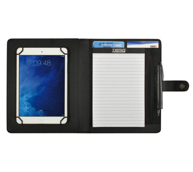 Schrijfmap DESQ voor tablet 7"-10" met sluitclip zwart