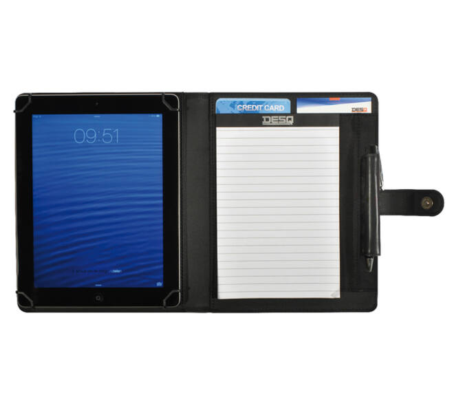 Schrijfmap DESQ voor tablet 7"-10" met sluitclip zwart