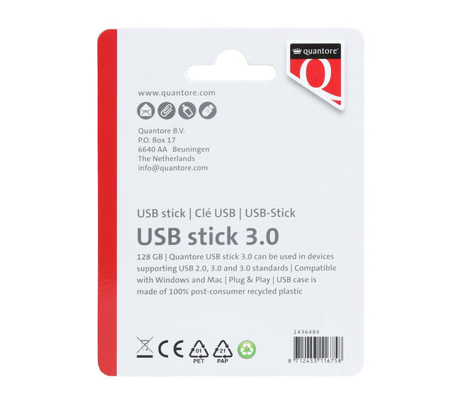 USB stick 3.0 Quantore USB-A 128GB zwart