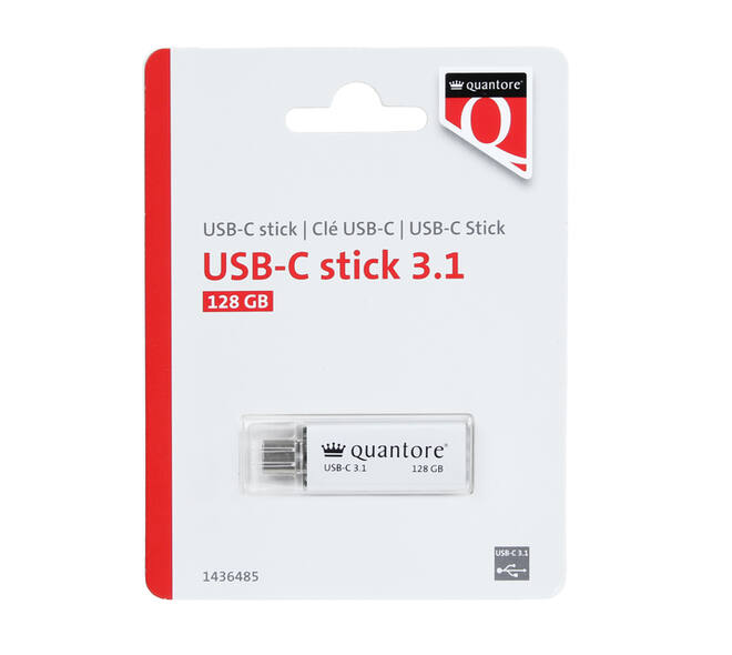 USB stick 3.1 Quantore USB-C 128GB zilver