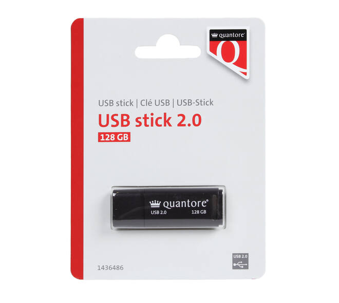 USB stick 2.0 Quantore USB-A 128GB zwart