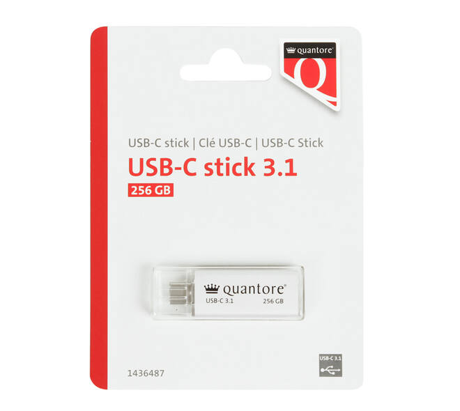 USB stick 3.1 Quantore USB-C 256GB zilver