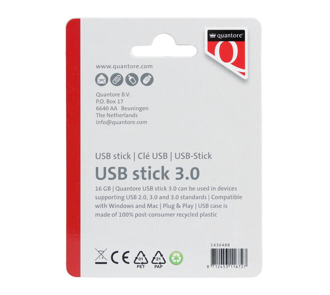 USB stick 3.0 Quantore USB-A 16GB zwart
