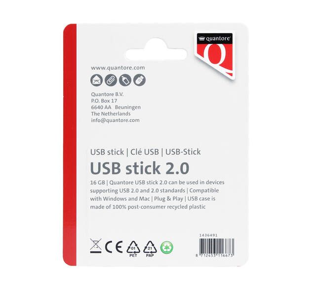 USB stick 2.0 Quantore USB-A 16GB zwart