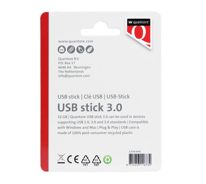 USB stick 3.0 Quantore USB-A 32GB zwart