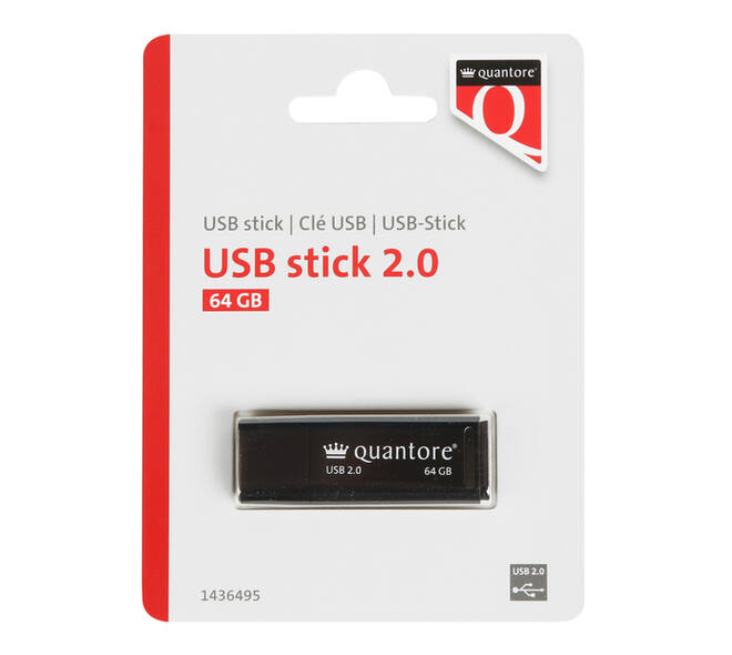 USB stick 2.0 Quantore USB-A 64GB zwart