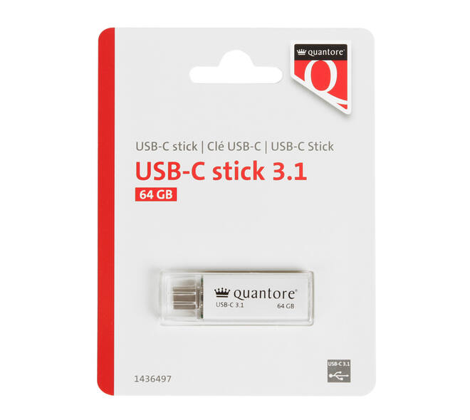 USB stick 3.1 Quantore USB-C 64GB zilver