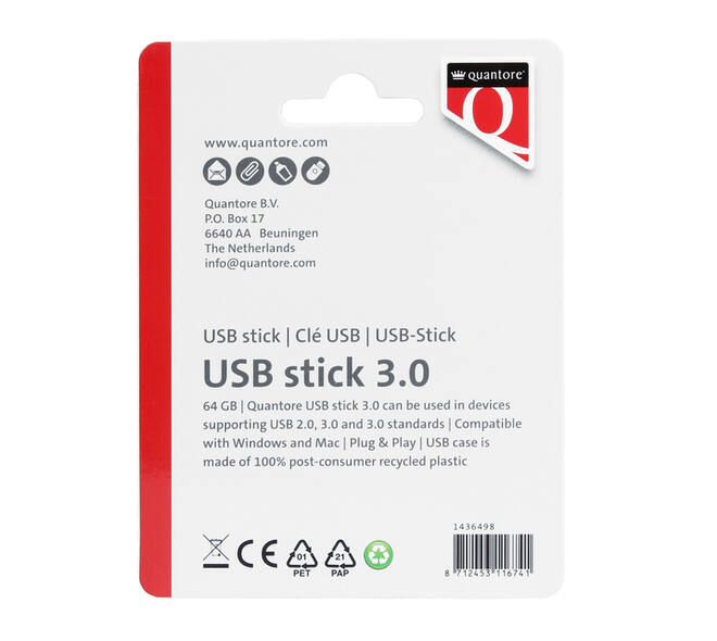 USB stick 3.0 Quantore USB-A 64GB zwart