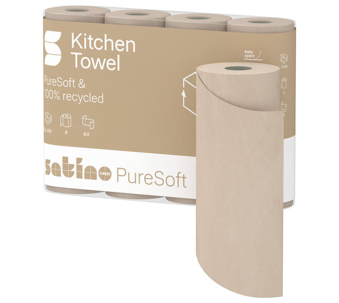 Keukenrol Satino PureSoft 3-laags 4x64 vel naturel 175890