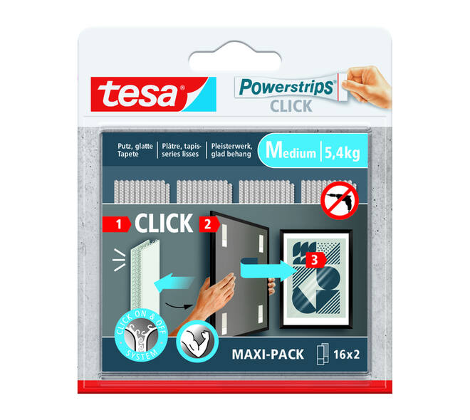 Kleefstip tesa Powerstrips Click Medium 16 paar wit