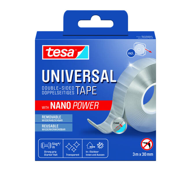 Plakband tesa Nano dubbelz 30mmx3m