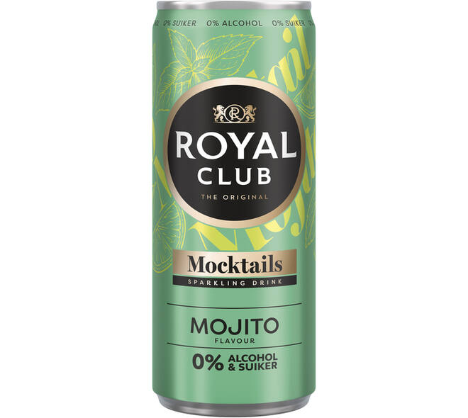 Mocktails Royal Club mojito 0% suiker en alcohol blik 250 ml