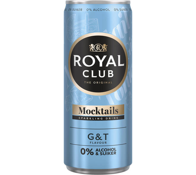 Mocktails Royal Club gin tonic 0% suiker en alcohol blik 250 ml