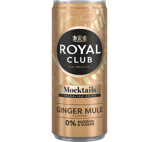 Mocktails Royal Club ginger mule 0% suiker en alcohol blik 250 ml