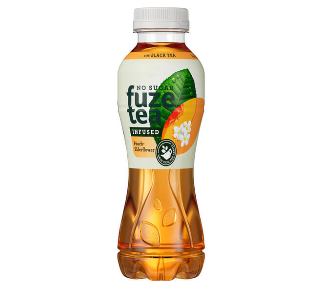 Frisdrank Fuze Tea peach elderflower suikervrij fles 400ml