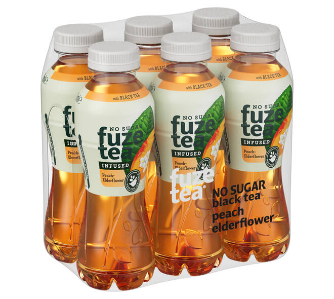 Frisdrank Fuze Tea peach elderflower suikervrij fles 400ml