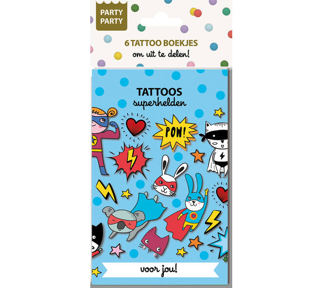 Party Party 6 Tattoo boekje Superhelden Interstat