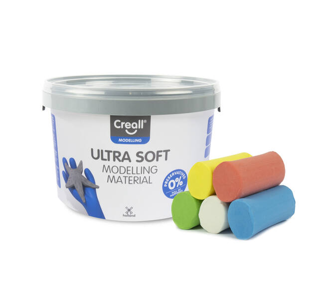 Klei Creall Play-it Ultra Soft helder rood/blauw/groen/geel/wit 1100gr